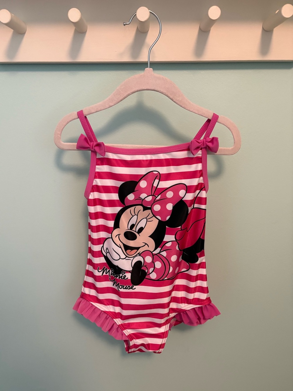 Disney Minnie Mouse Pink Striped One-Piece Swimsuit